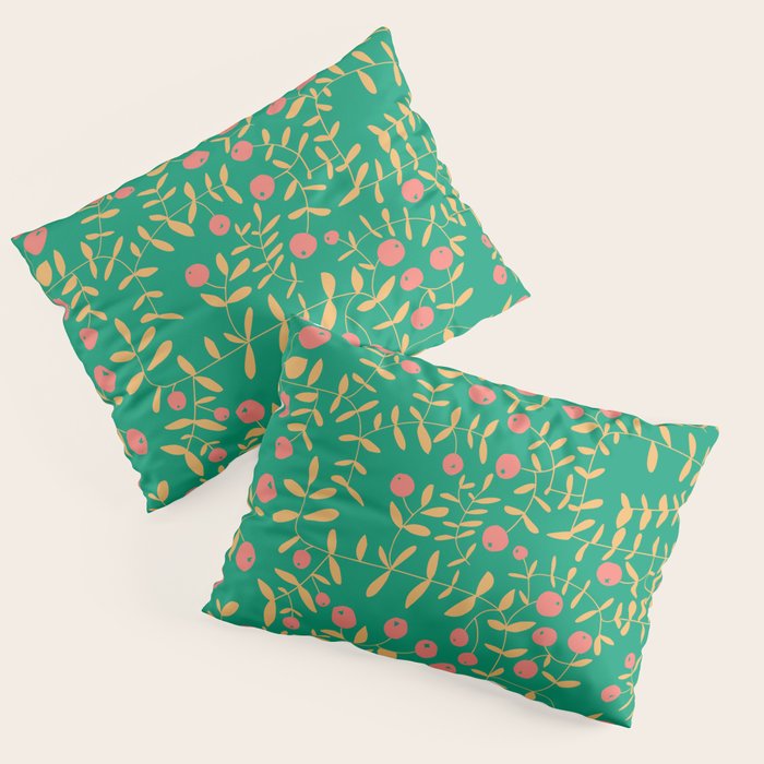 Block print berries bright green Pillow Sham Gallery Image 3