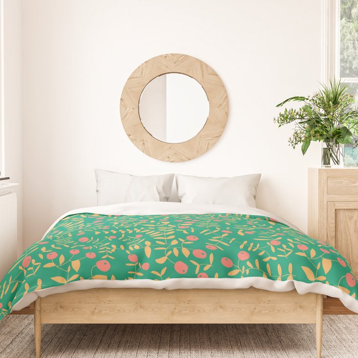Block print berries bright green Duvet Cover Gallery Image 3