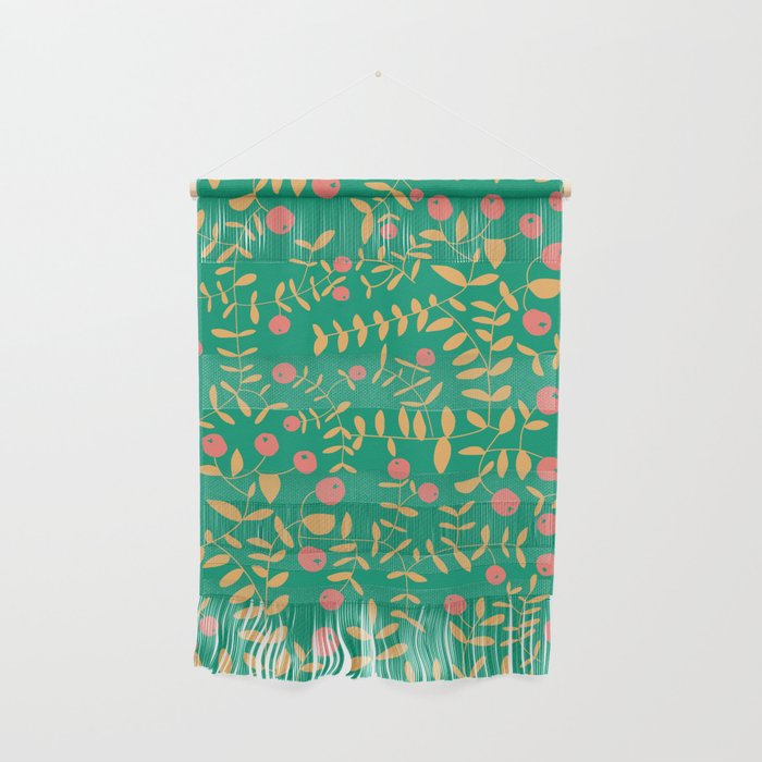 Block print berries bright green Wall Hanging Gallery Image 1