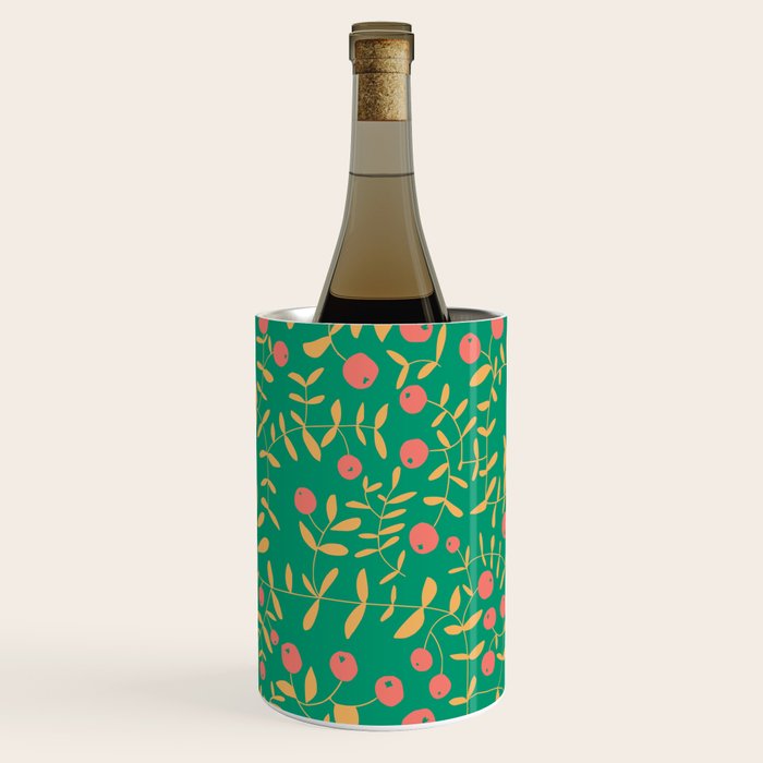 Block print berries bright green Wine Chiller Gallery Image 1