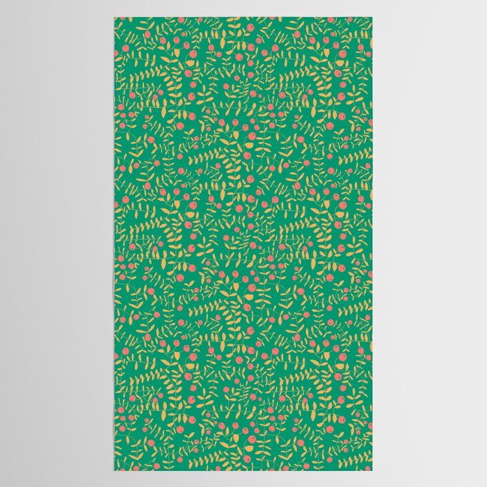 Block print berries bright green Tablecloth Gallery Image 2