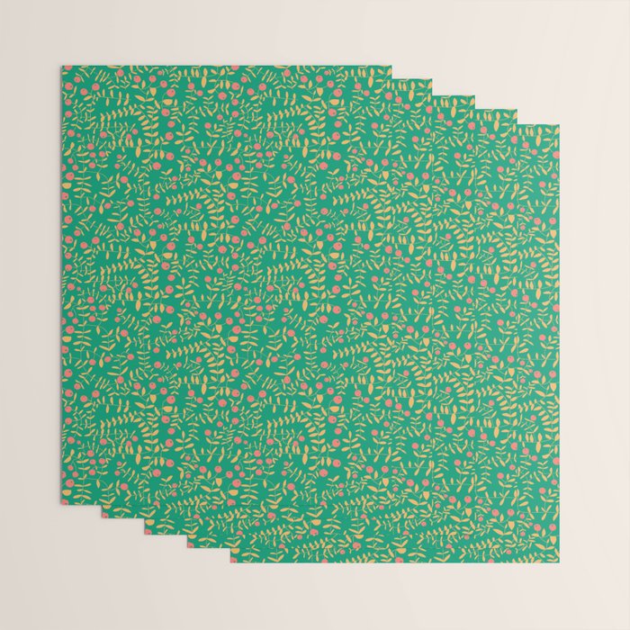 Block print berries bright green Wrapping Paper Gallery Image 3