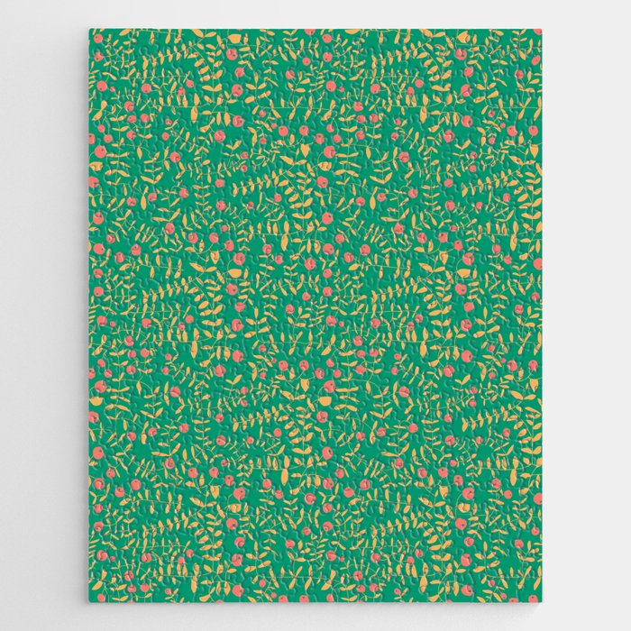 Block print berries bright green Jigsaw Puzzle Gallery Image 1