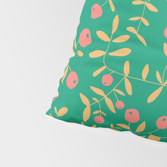 Block print berries bright green Pillow Sham Gallery Image 4