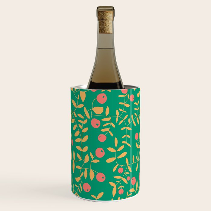 Block print berries bright green Wine Chiller Gallery Image 2