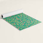 Block print berries bright green Yoga Mat Gallery Image 2