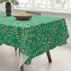 Block print berries bright green Tablecloth Gallery Image 3