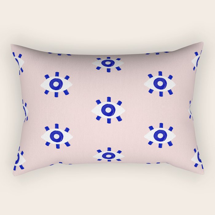Evil Eye Dots - Navy & Blush Palette Rectangular Pillow Gallery Image 2