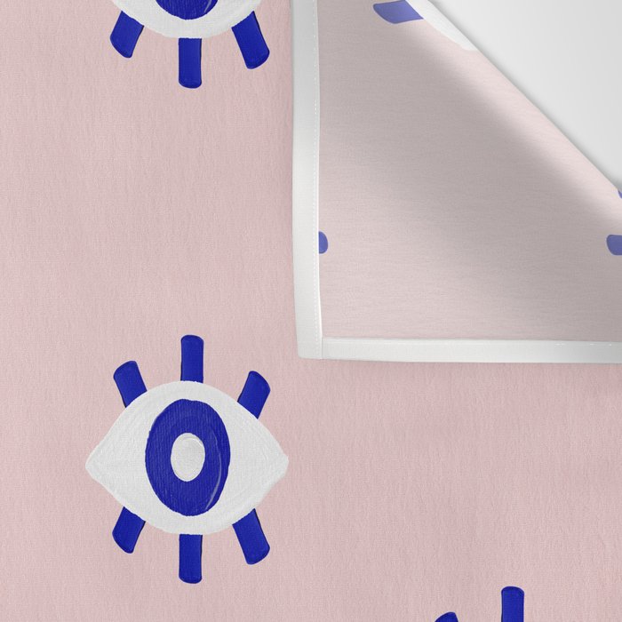 Evil Eye Dots - Navy & Blush Palette Wall Tapestry Gallery Image 3