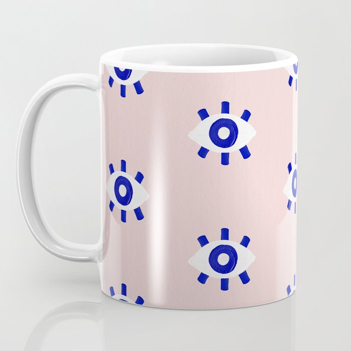 Evil Eye Dots - Navy & Blush Palette Coffee Mug Gallery Image 3