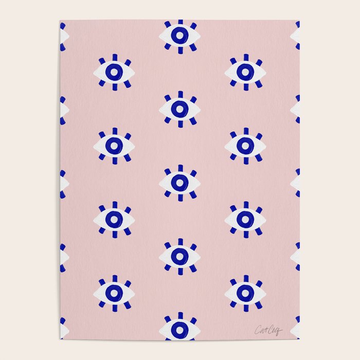 Evil Eye Dots - Navy & Blush Palette Poster Gallery Image 4