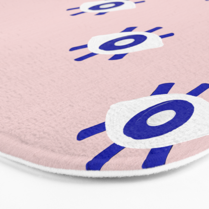 Evil Eye Dots - Navy & Blush Palette Bath Mat Gallery Image 3