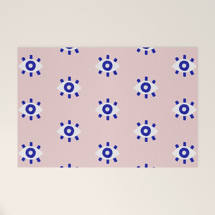 Evil Eye Dots - Navy & Blush Palette Welcome Mat Gallery Image 1