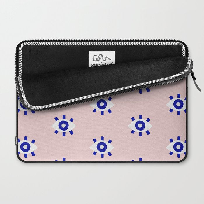 Evil Eye Dots - Navy & Blush Palette Laptop Sleeve Gallery Image 2