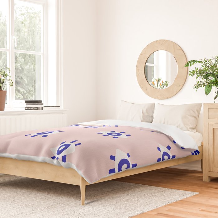 Evil Eye Dots - Navy & Blush Palette Duvet Cover Gallery Image 2