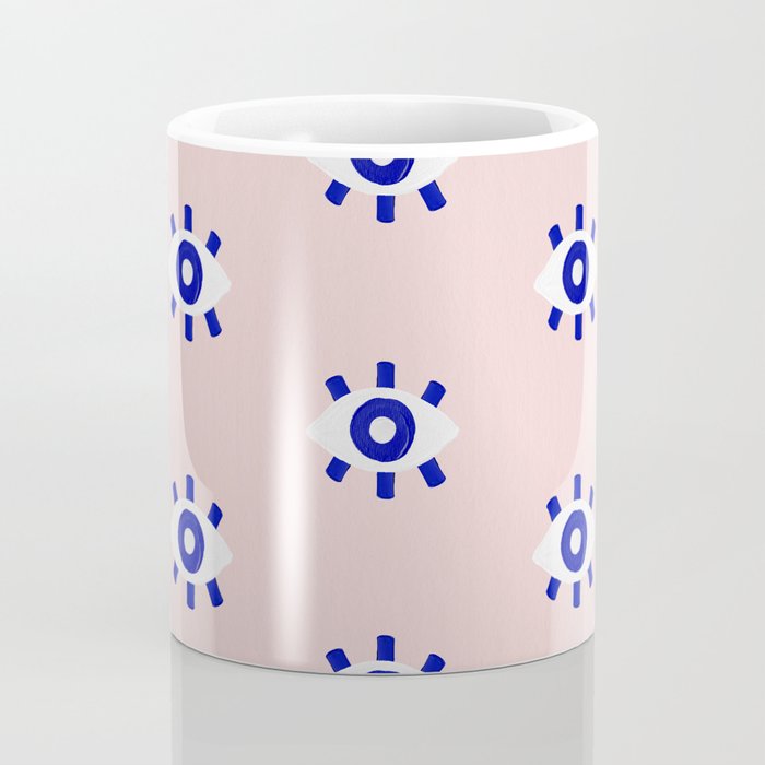 Evil Eye Dots - Navy & Blush Palette Coffee Mug Gallery Image 4