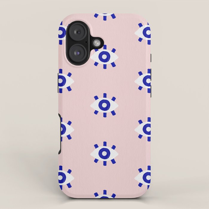 Evil Eye Dots - Navy & Blush Palette iPhone Case Gallery Image 1