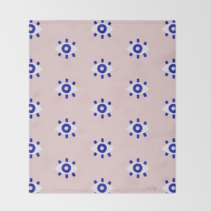 Evil Eye Dots - Navy & Blush Palette Throw Blanket Gallery Image 2