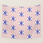Evil Eye Dots - Navy & Blush Palette Wall Tapestry Gallery Image 4