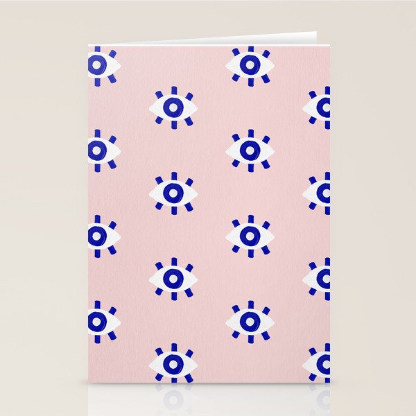 Evil Eye Dots - Navy & Blush Palette Stationery Card Gallery Image 2
