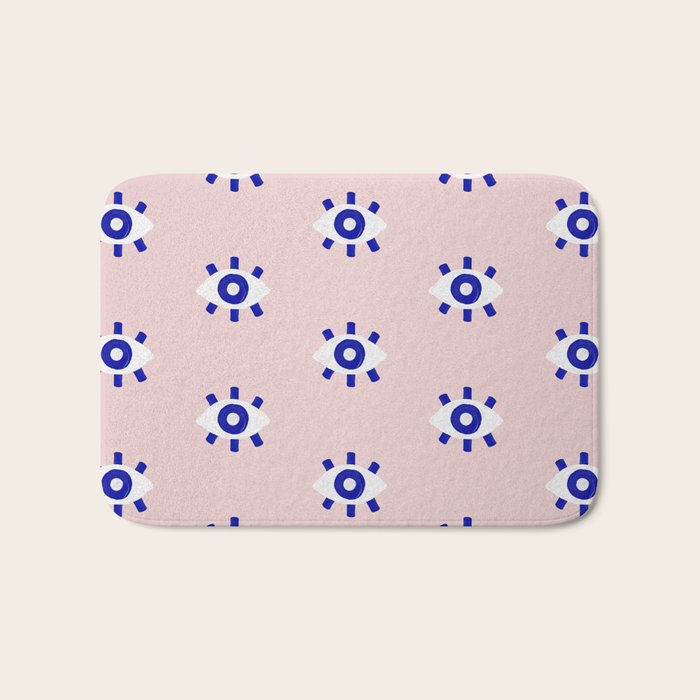 Evil Eye Dots - Navy & Blush Palette Bath Mat Gallery Image 1