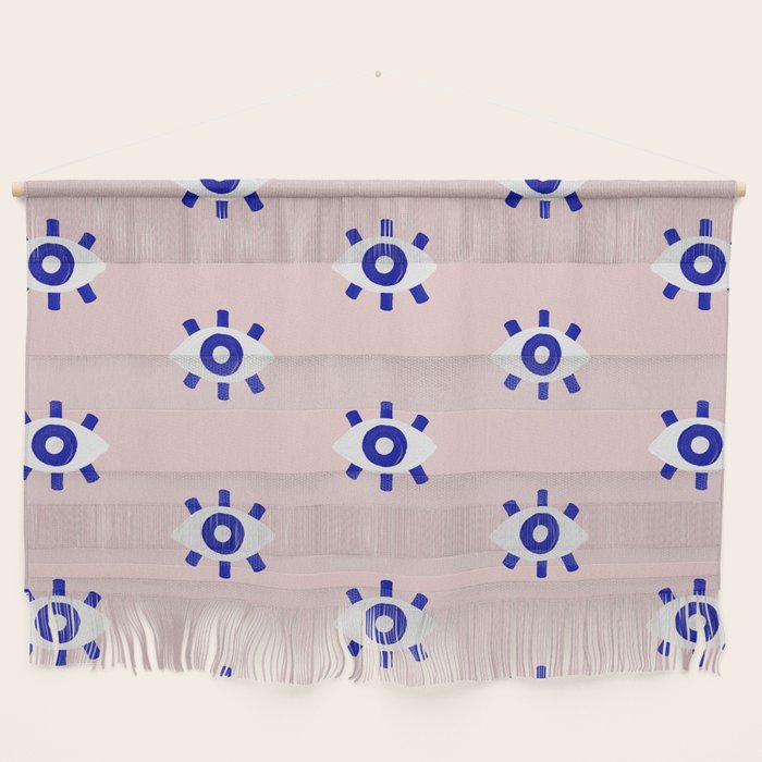 Evil Eye Dots - Navy & Blush Palette Wall Hanging Gallery Image 1