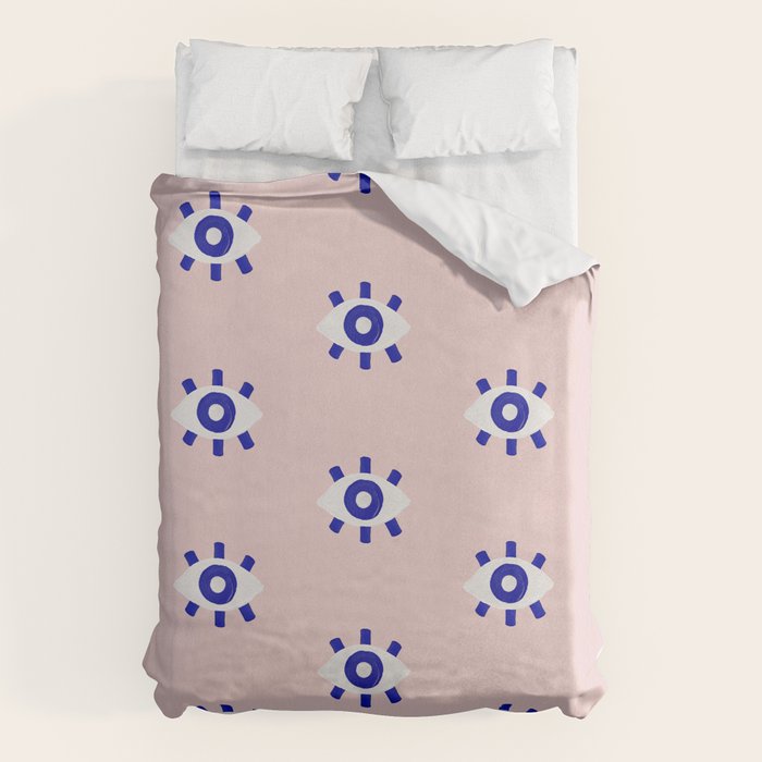 Evil Eye Dots - Navy & Blush Palette Duvet Cover Gallery Image 6