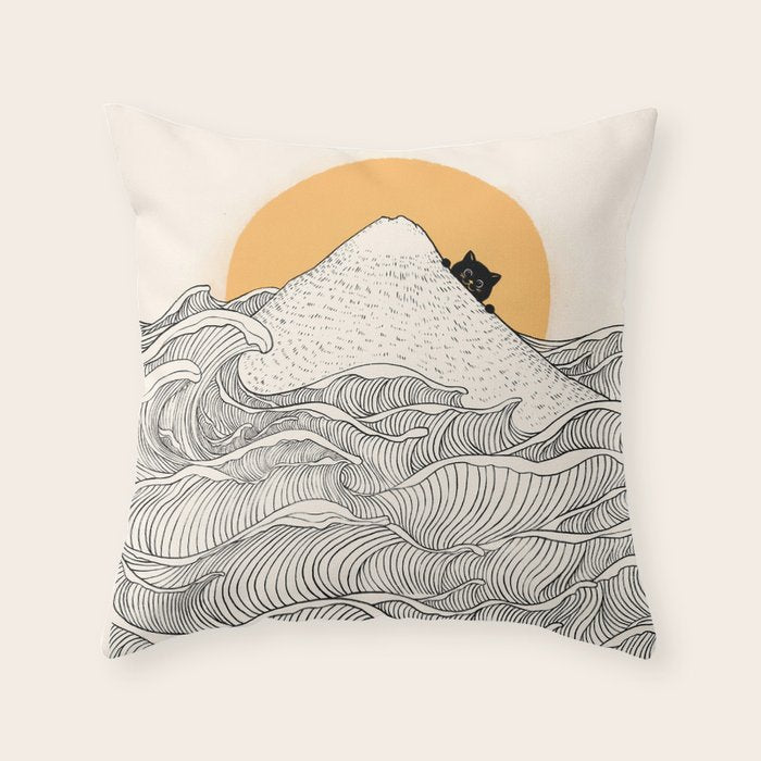 Good Morning Meow 1 Throw Pillow Gallery Image 1