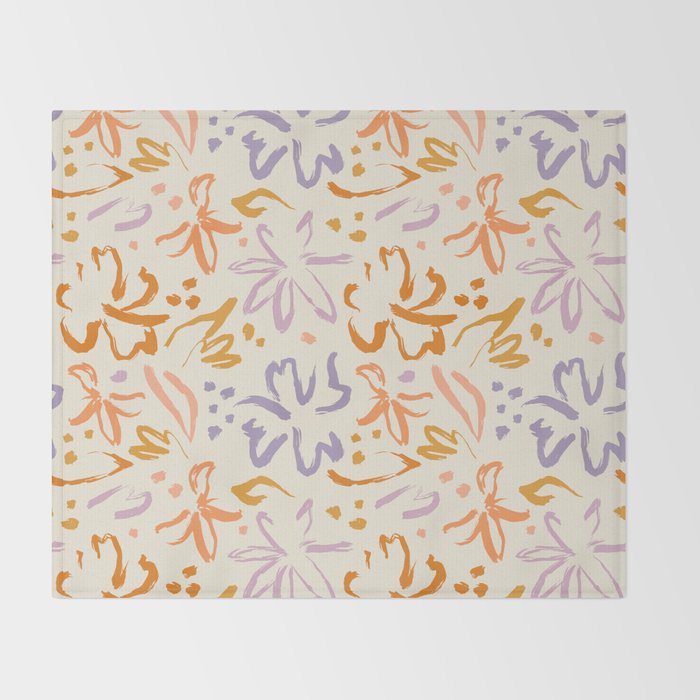 Colorful abstract flower art pattern Throw Blanket Gallery Image 2