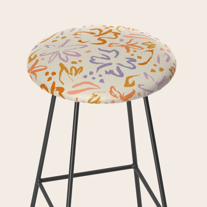 Colorful abstract flower art pattern Stool Gallery Image 2