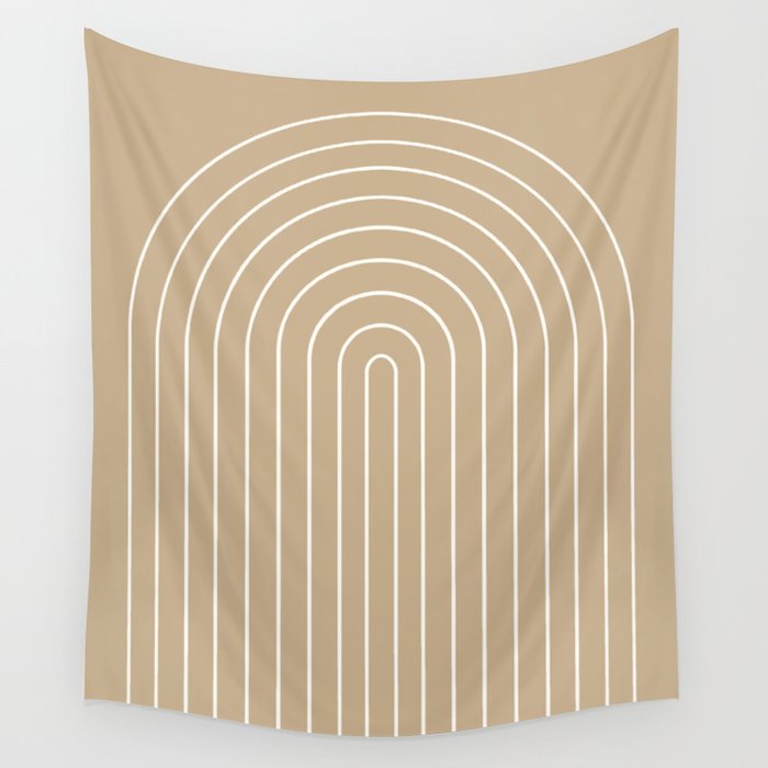 Minimal Arch LVI Neutral Tan Modern Geometric Lines Wall Tapestry Gallery Image 1