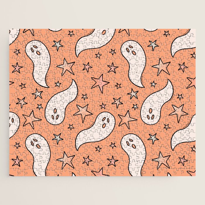 Pastel Ghost Print in Peach Jigsaw Puzzle Gallery Image 1