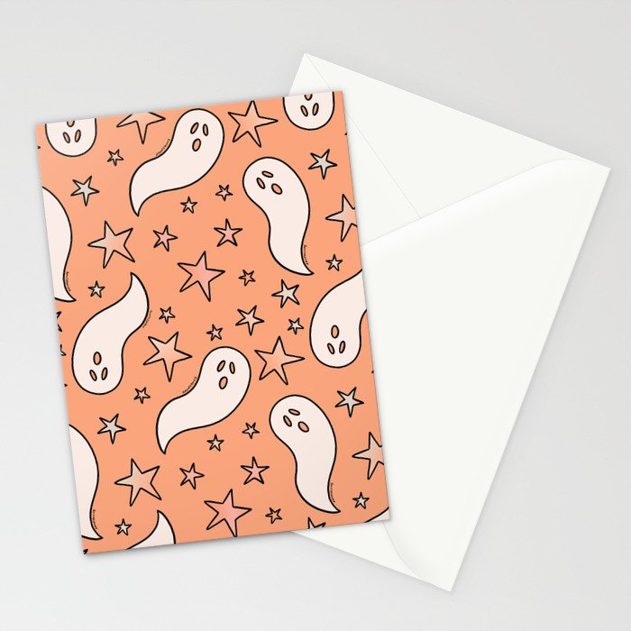 Pastel Ghost Print in Peach Stationery Card Gallery Image 2