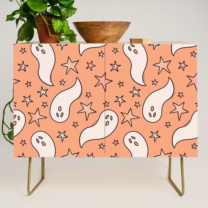 Pastel Ghost Print in Peach Credenza Gallery Image 1