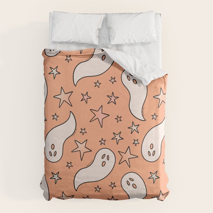 Pastel Ghost Print in Peach Duvet Cover Gallery Image 6