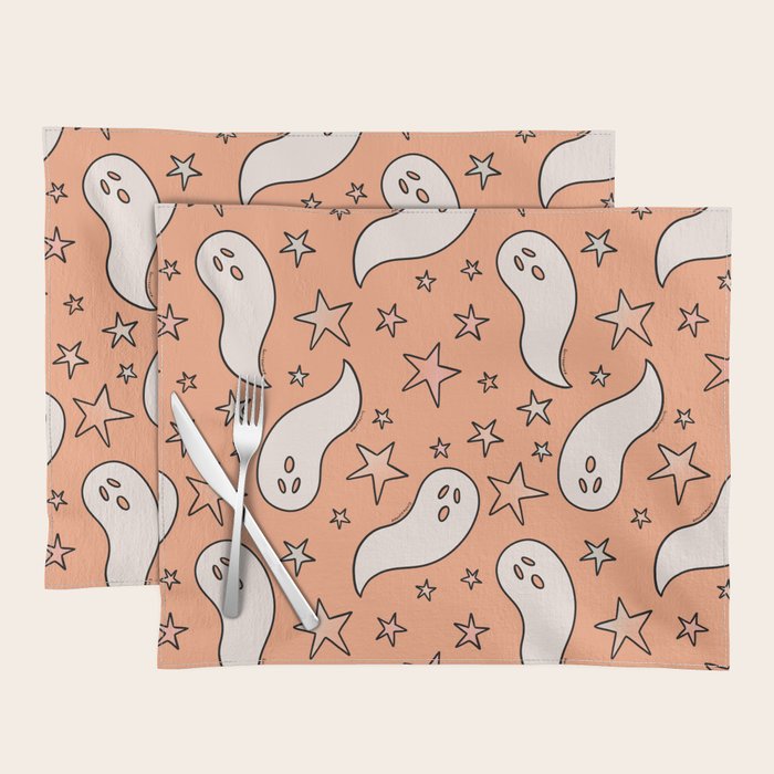 Pastel Ghost Print in Peach Placemat Gallery Image 1