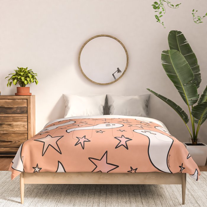 Pastel Ghost Print in Peach Comforter Gallery Image 3