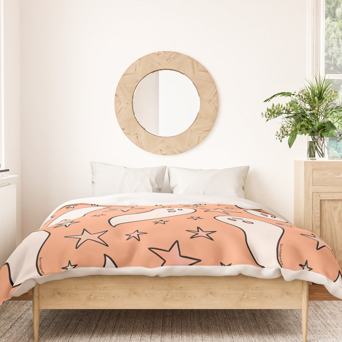Pastel Ghost Print in Peach Duvet Cover Gallery Image 3