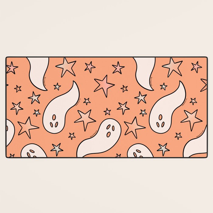 Pastel Ghost Print in Peach Desk Mat Gallery Image 3