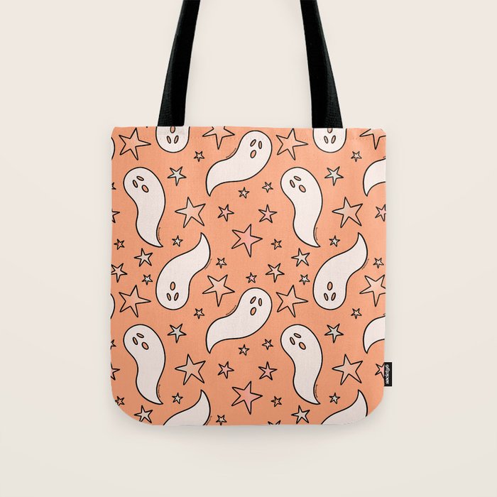 Pastel Ghost Print in Peach Tote Bag Gallery Image 1