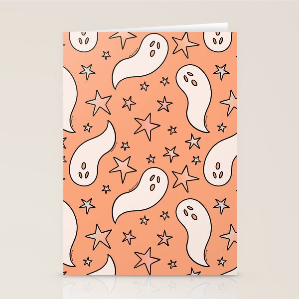 Pastel Ghost Print in Peach Stationery Card Gallery Image 1