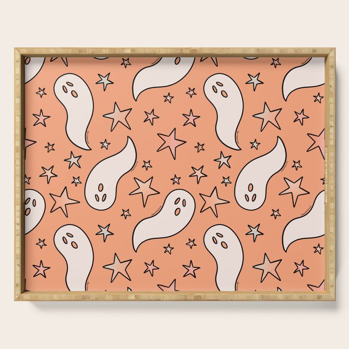 Pastel Ghost Print in Peach Serving Tray Gallery Image 1