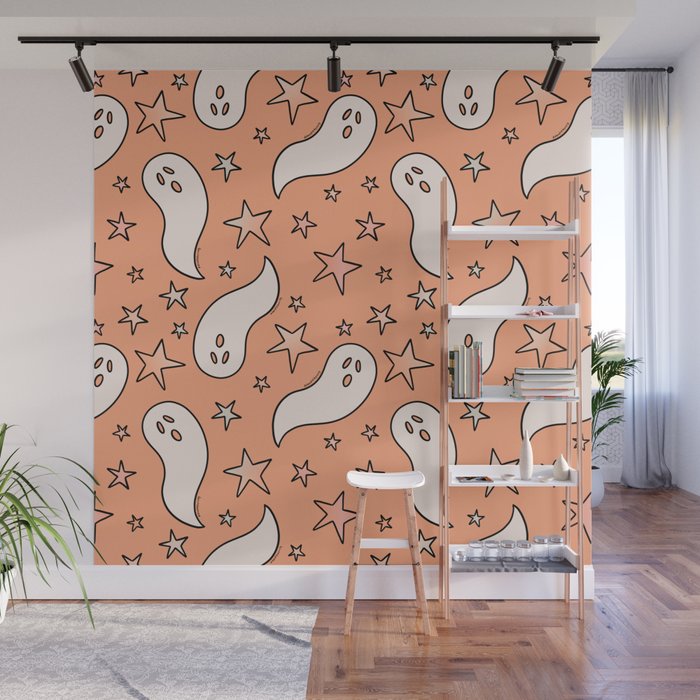 Pastel Ghost Print in Peach Wall Mural Gallery Image 1