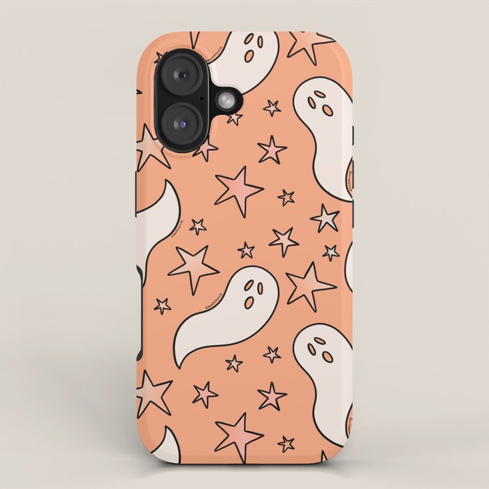 Pastel Ghost Print in Peach iPhone Case Gallery Image 1