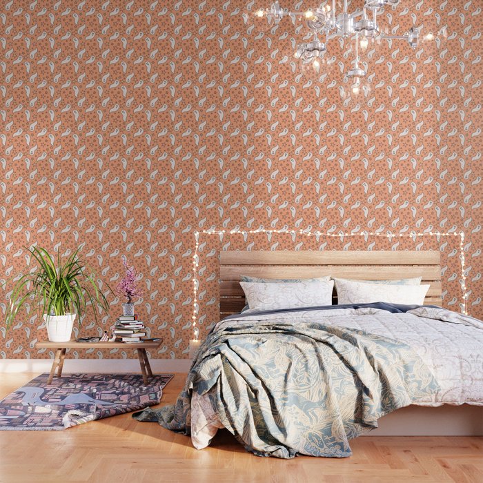 Pastel Ghost Print in Peach Wallpaper Gallery Image 1