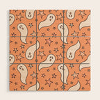 Pastel Ghost Print in Peach Wood Wall Art Gallery Image 1