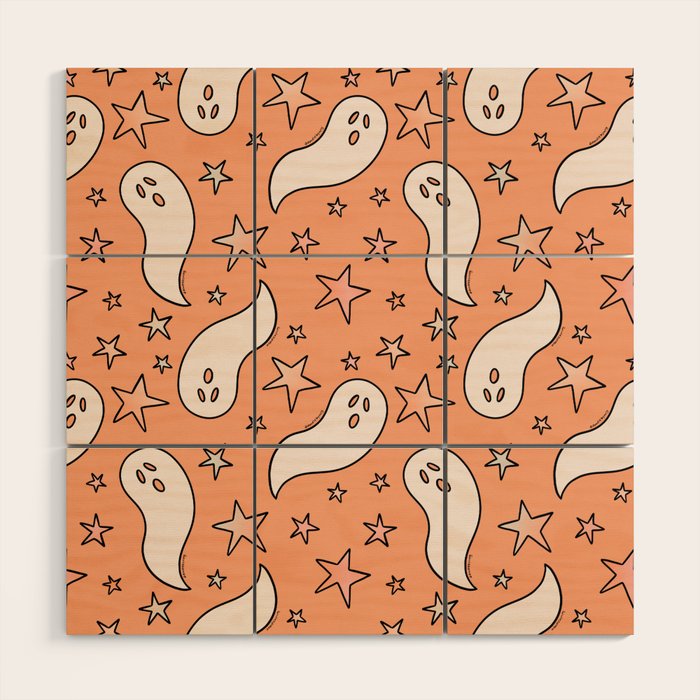 Pastel Ghost Print in Peach Wood Wall Art Gallery Image 1