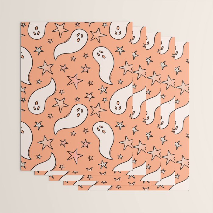 Pastel Ghost Print in Peach Wrapping Paper Gallery Image 3