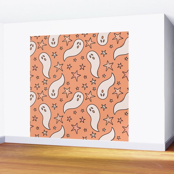 Pastel Ghost Print in Peach Wall Mural Gallery Image 2