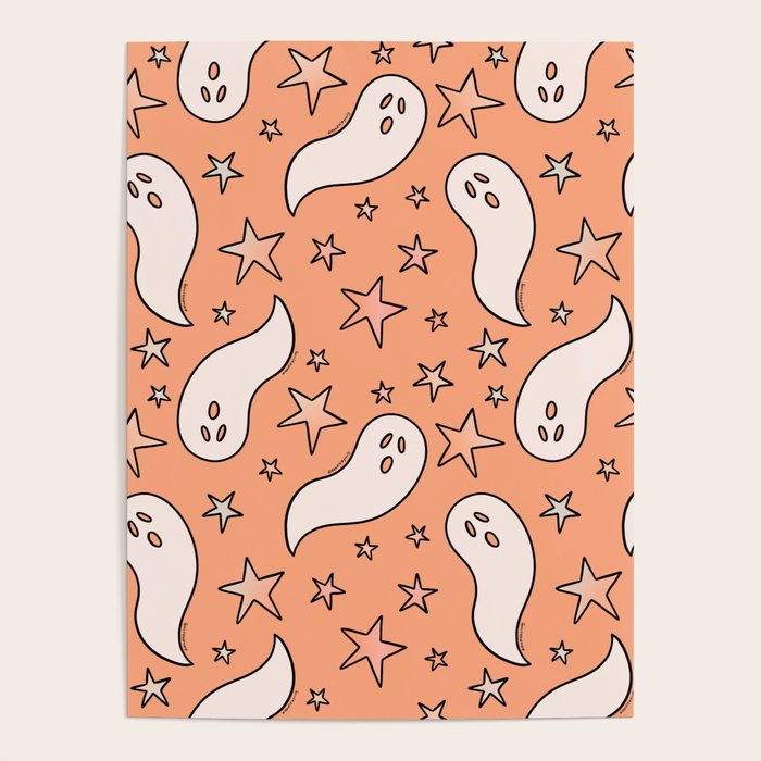 Pastel Ghost Print in Peach Poster Gallery Image 4